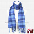 Wholesale Men's Plaid Blue 100% Iceland Wool Scarf for Winter